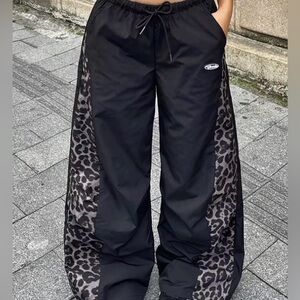 Black Wide-Leg Track Pants - Women